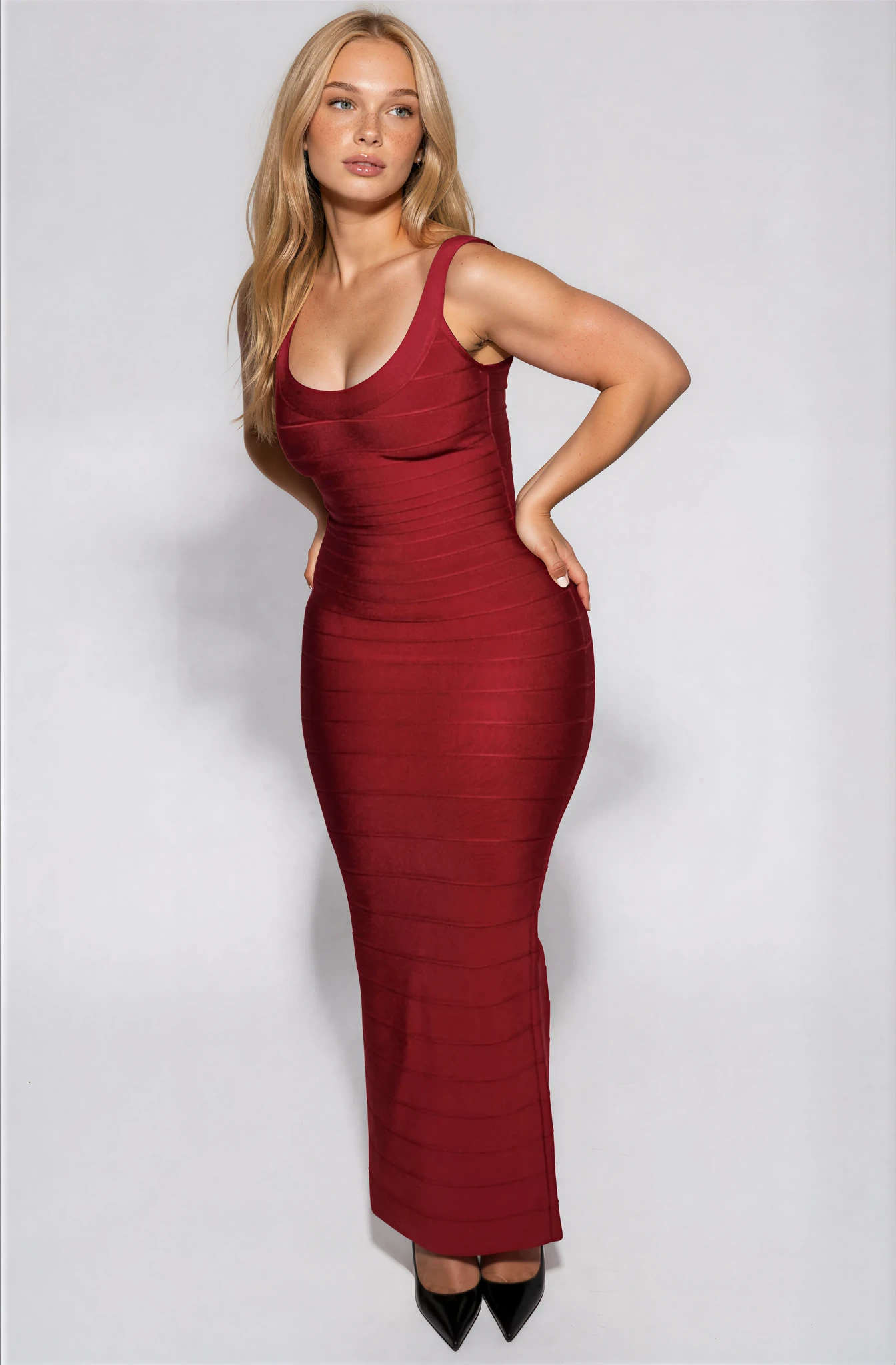 Kaia Bandage Dress Maxi- Burgundy M