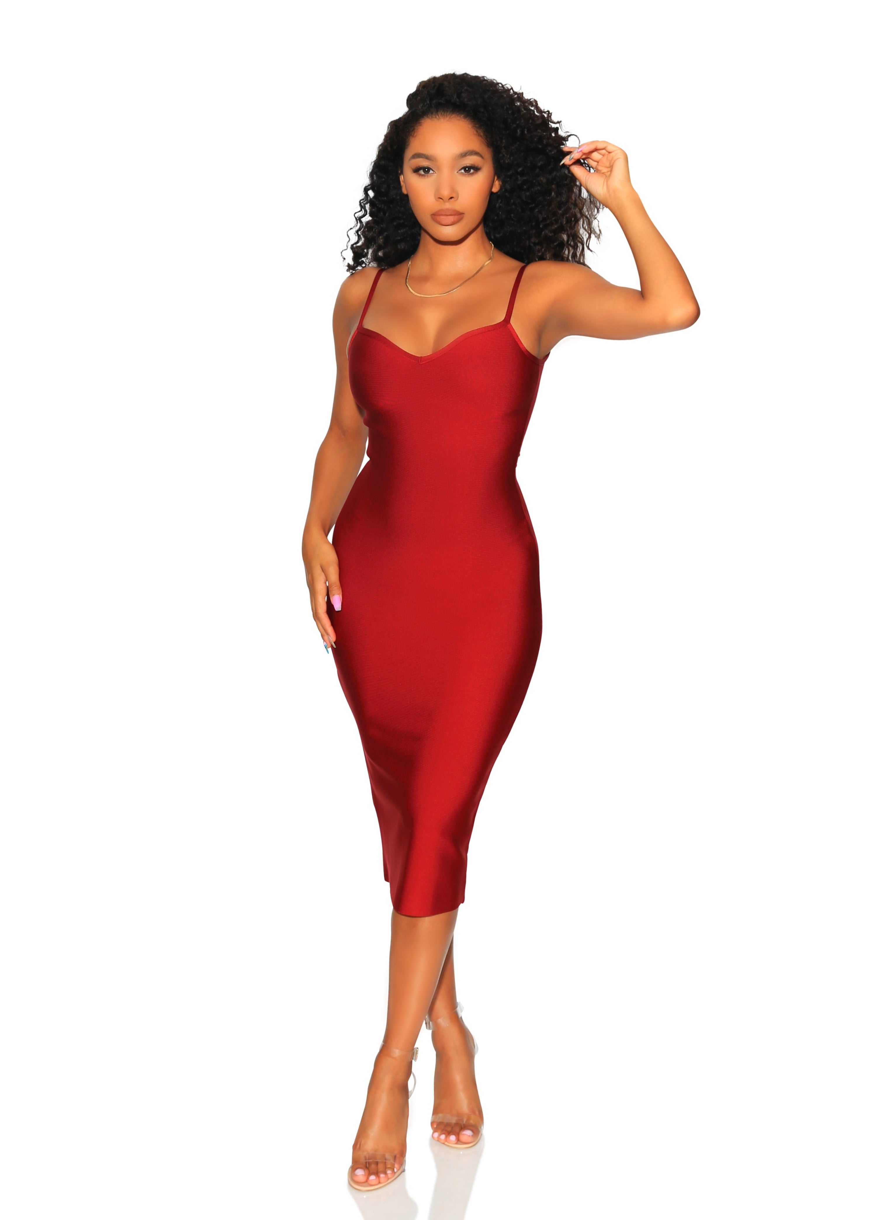 Dominika Midi Bandage Dress- Red S