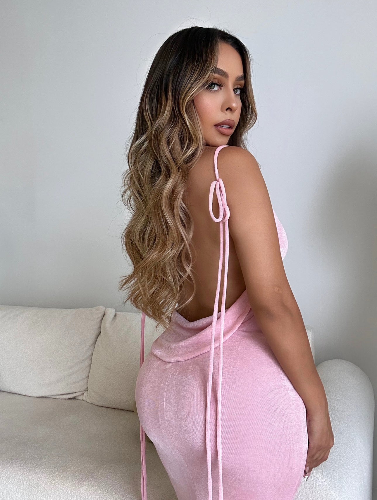 "Alissa" Backless Gown - Pink - TOXIC ENVY BOUTIQUE 