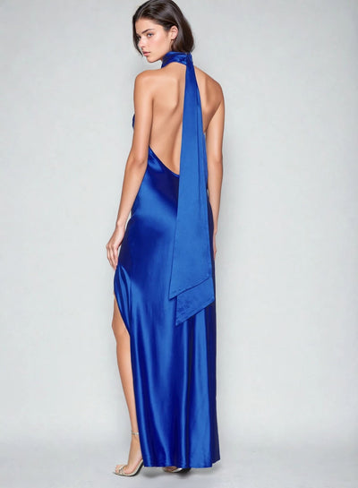 Piper High Neck Backless Satin Gown