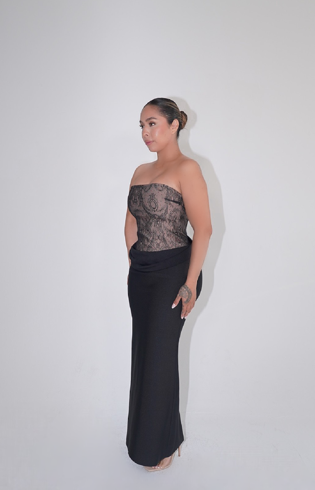 Leo Strapless Draped Bandage Maxi Dress