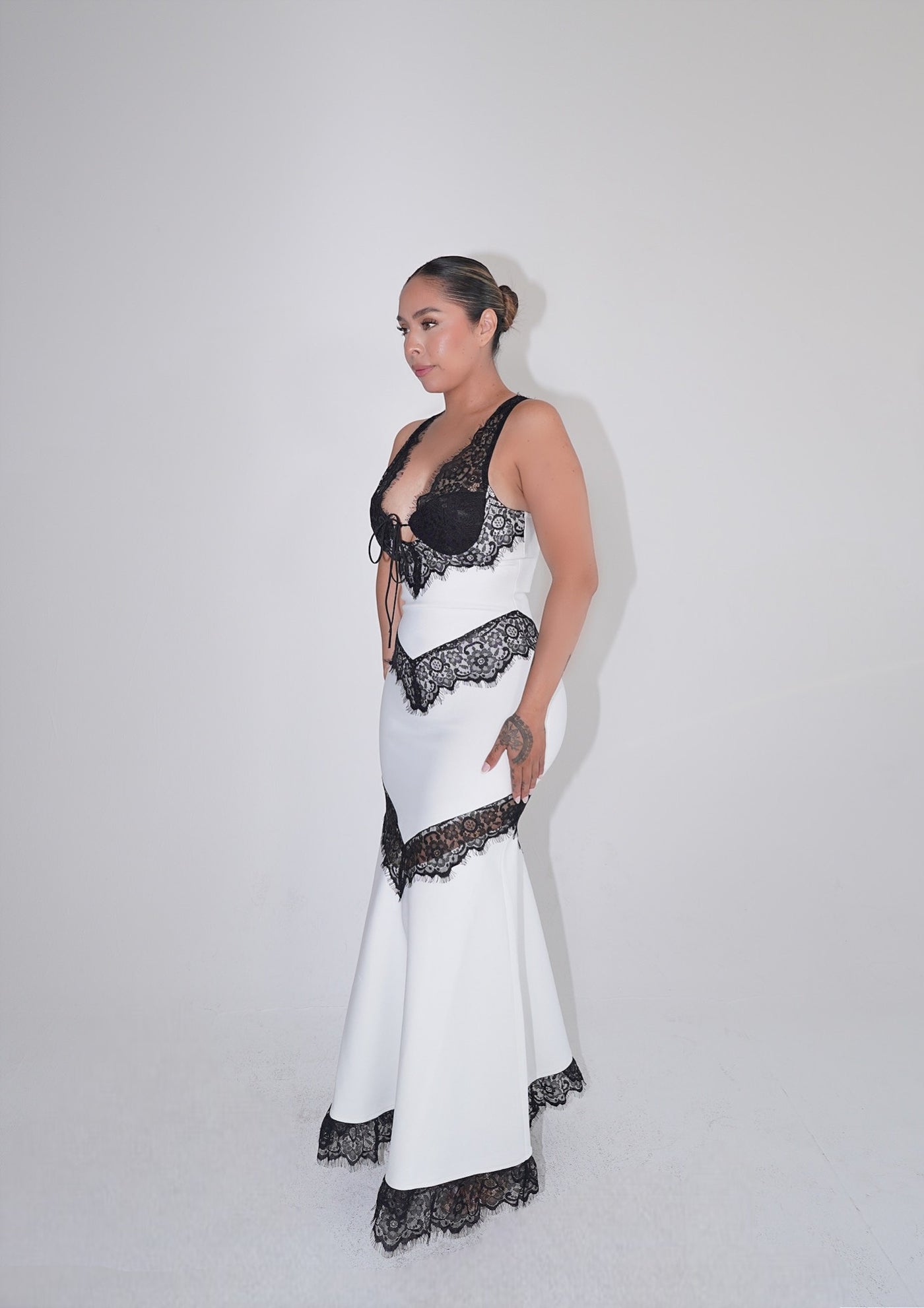 Esther Bandage Dress- White and Black