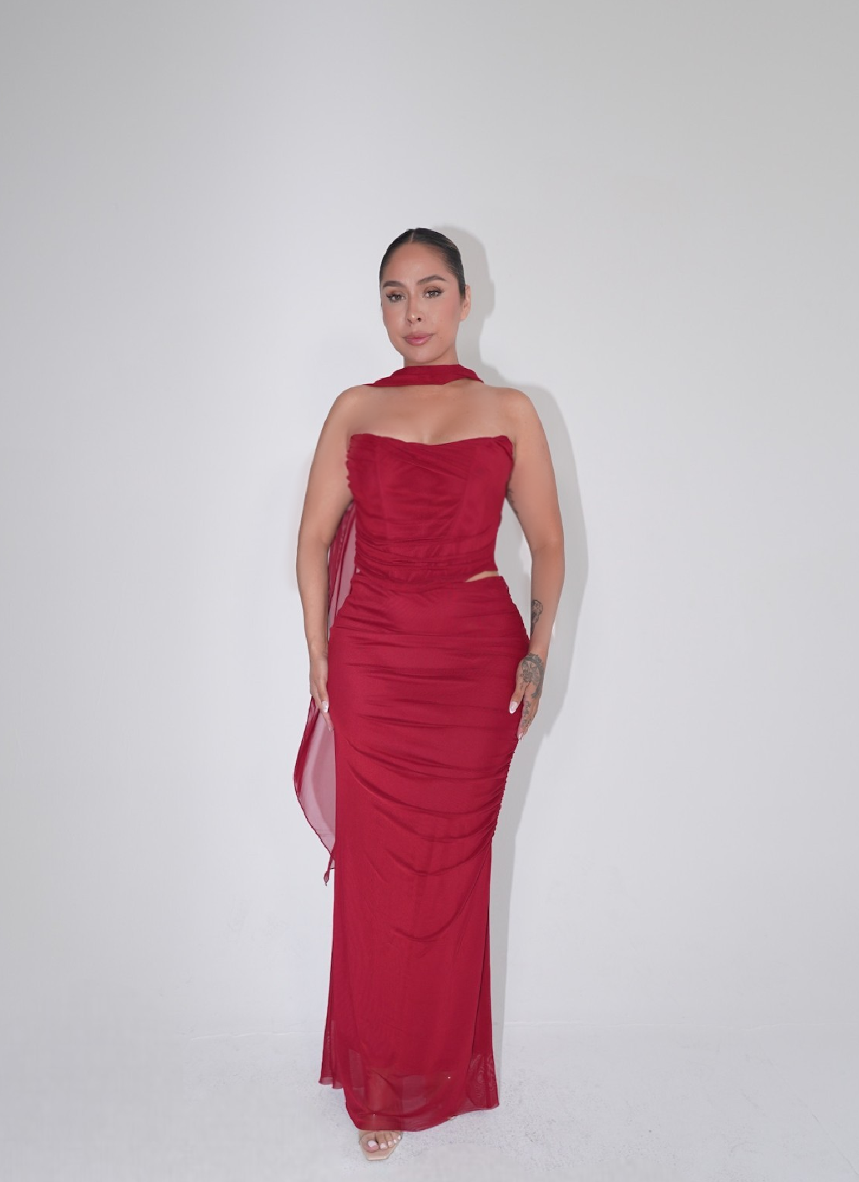 Evonne Two piece Maxi Dress Set- Wine