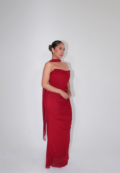 Evonne Two piece Maxi Dress Set- Wine