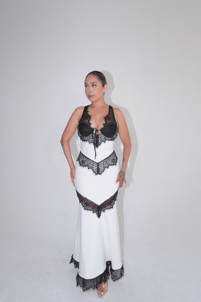 Esther Bandage Dress- White and Black