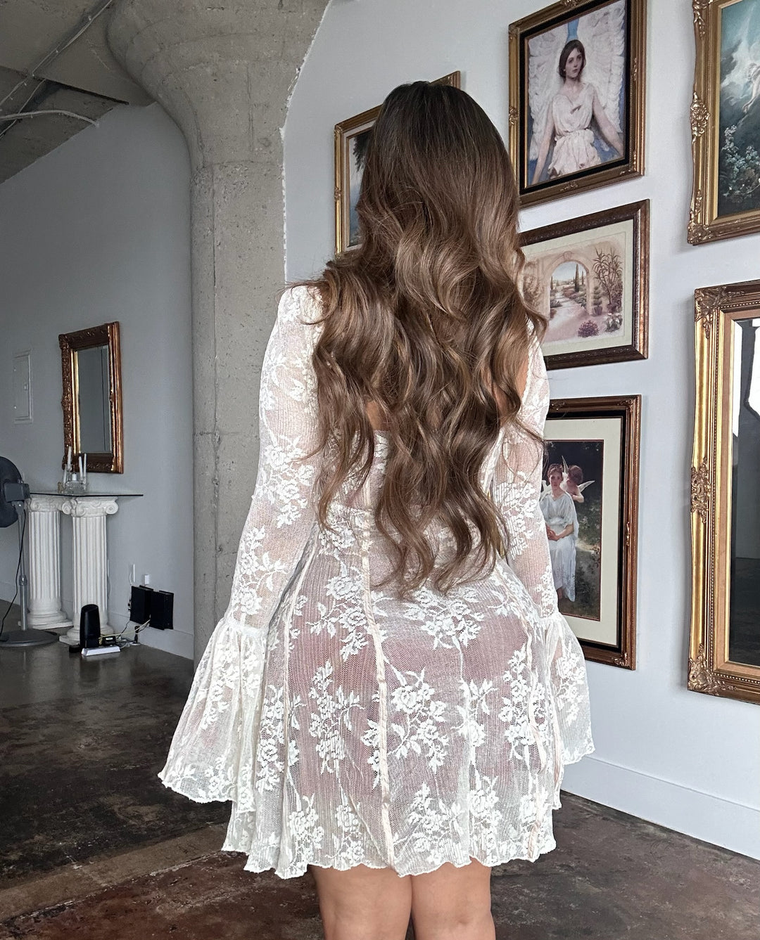 Monna Lace Long Sleeve Mini Dress