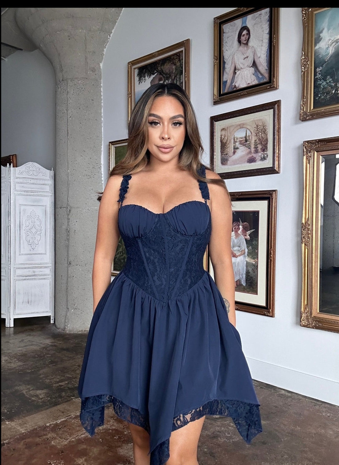 Dessy Lace Mini Dress