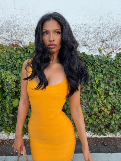 Poppy Mini Bandage Dress-Orange