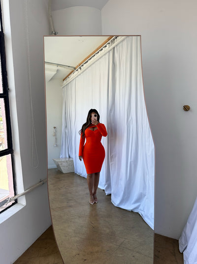 "Talya" Long Sleeve Bandage Dress - Orange