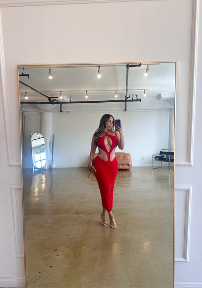 "Megan" Sheer Dress - Red