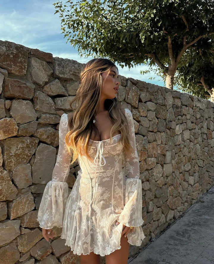 Monna Lace Long Sleeve Mini Dress