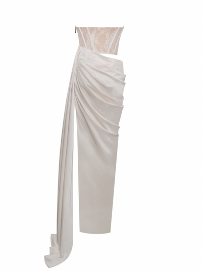 "Tiana" Front Slit Maxi Gown - White
