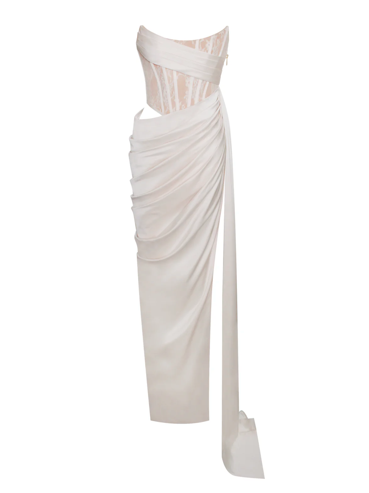 "Tiana" Front Slit Maxi Gown - White