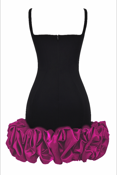 "Callie" Peplum Bandage Dress - Black & Pink
