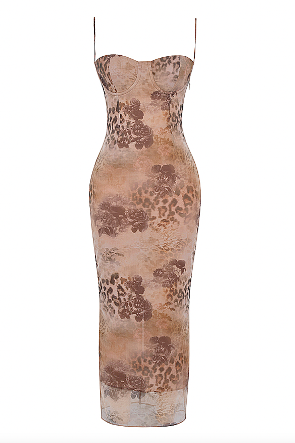 chinese dress ladies Roberta Di Camerino Cream Brown Tromp L'oeil Maxi Dress 1970s Size 42/6