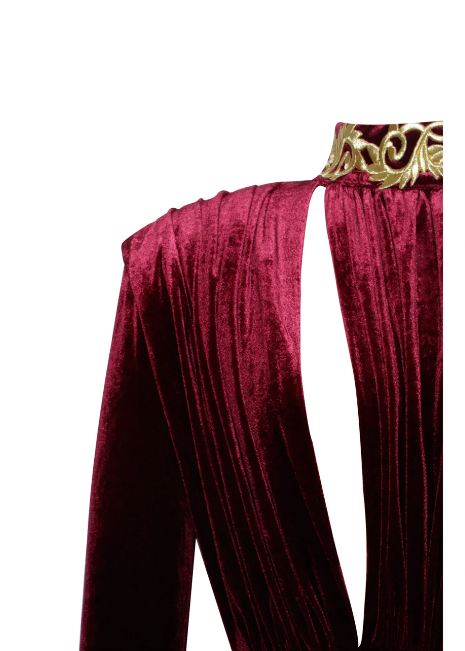 "Harper" High Slit Velvet Gown -Burgundy