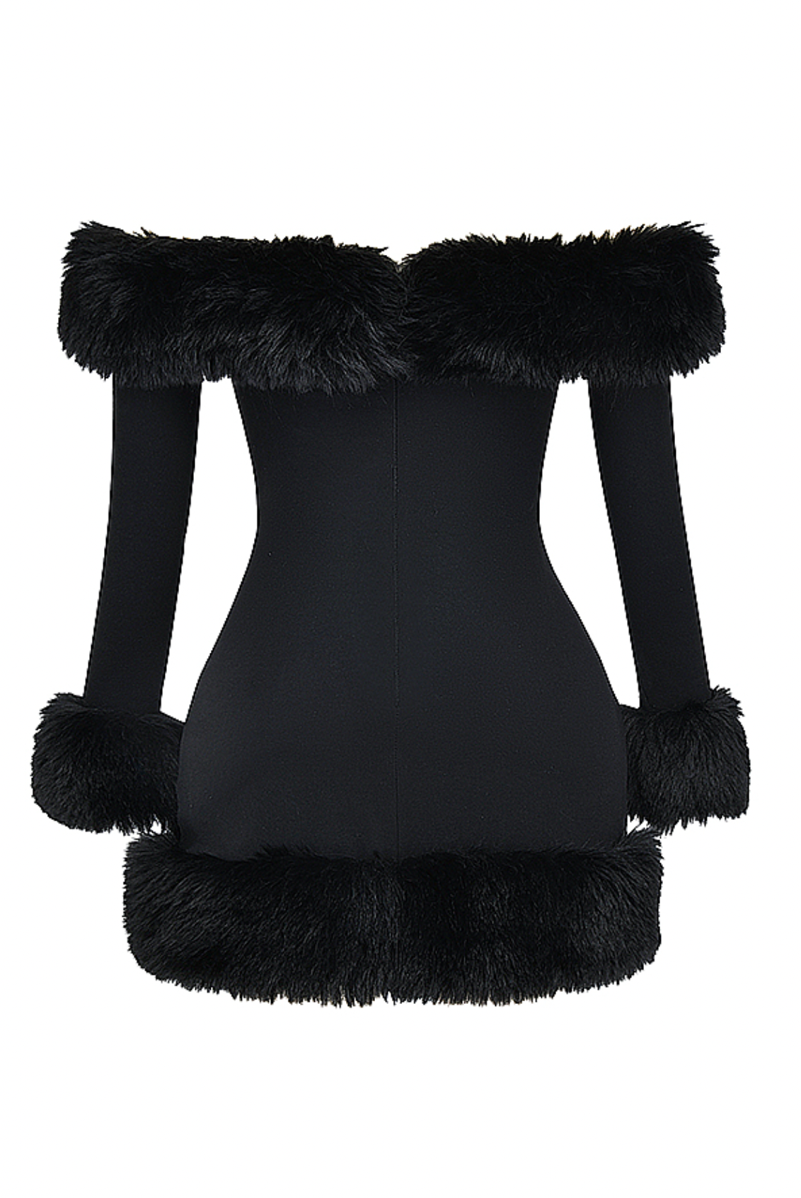 Gwinn Long Sleeve Fur Trim Dress M Gwinn Long Sleeve Fur Trim Dress M