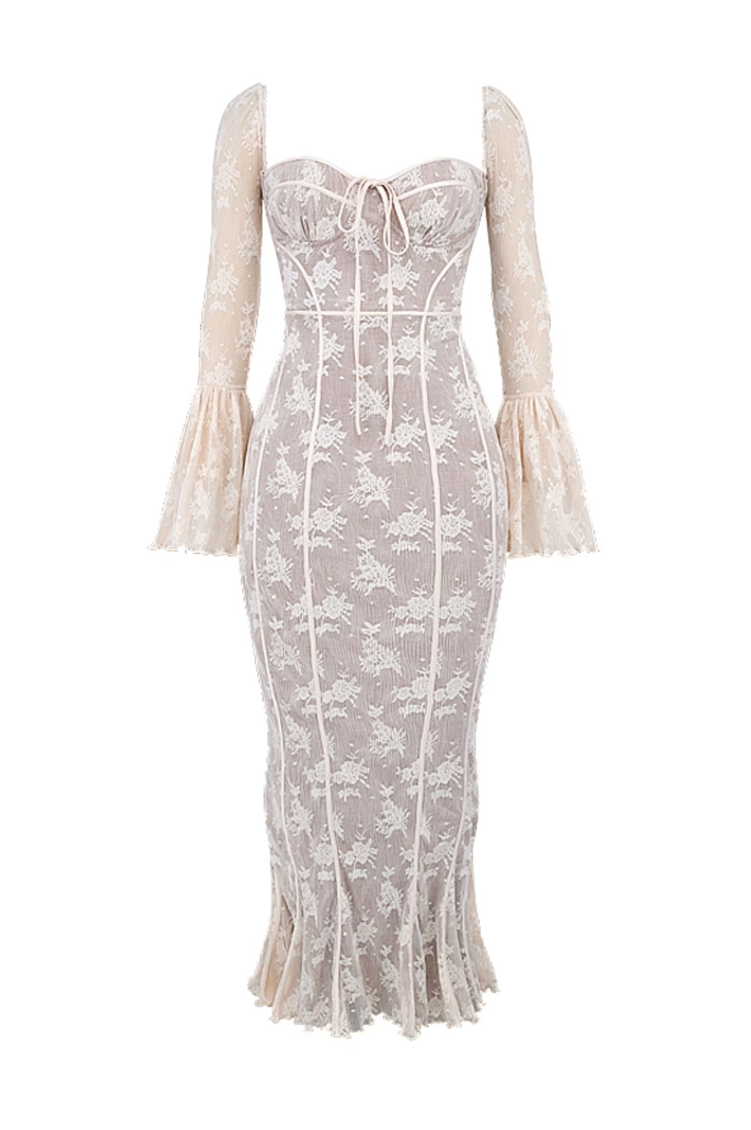 【新品M】LIMITED VINTAGE LACE DRESS Delicate Cutwork Lace Tiered Midi Dress - Retro, Indie and Unique