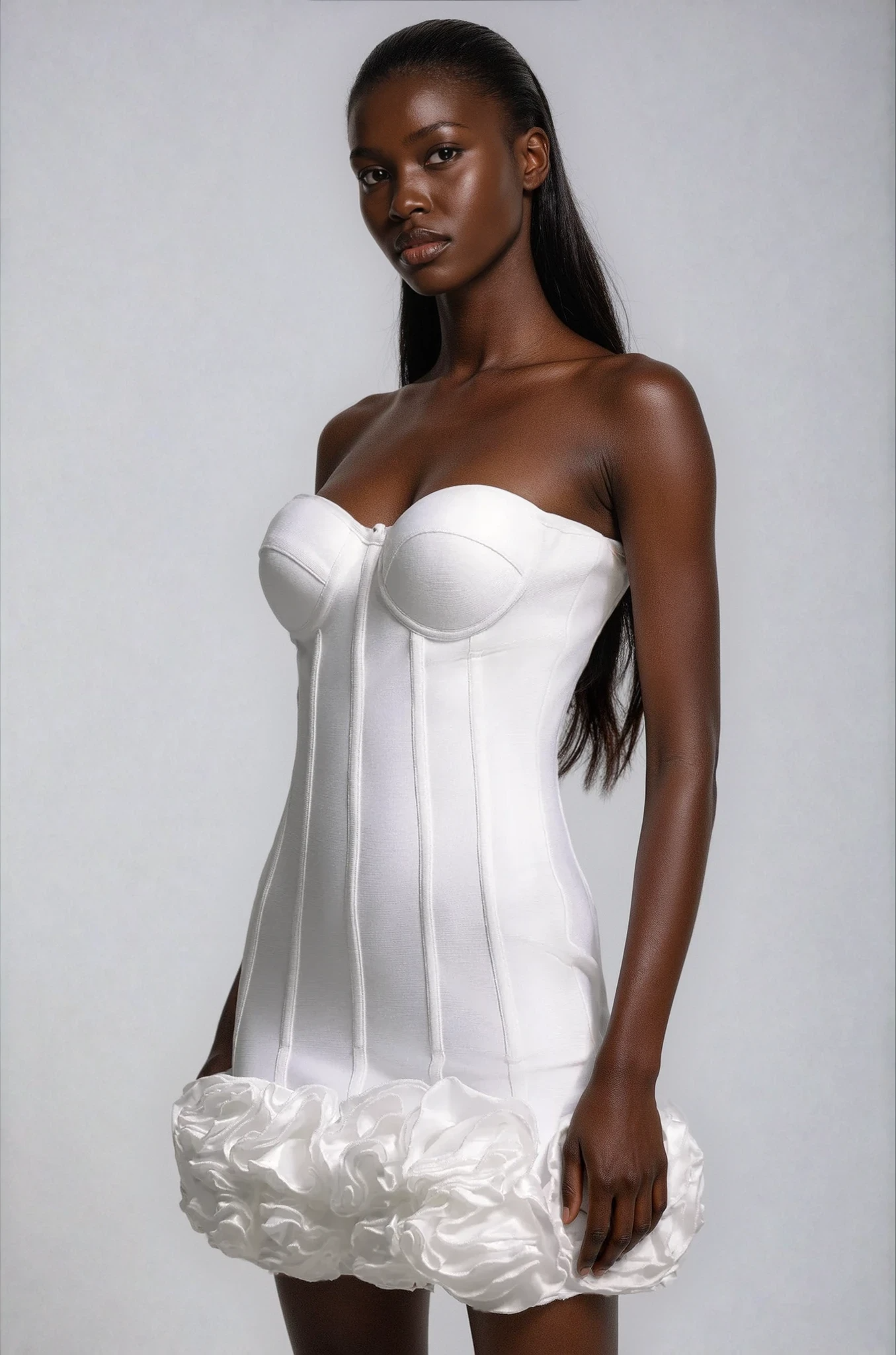 Monty Strapless Flower Detail Bandage Dress