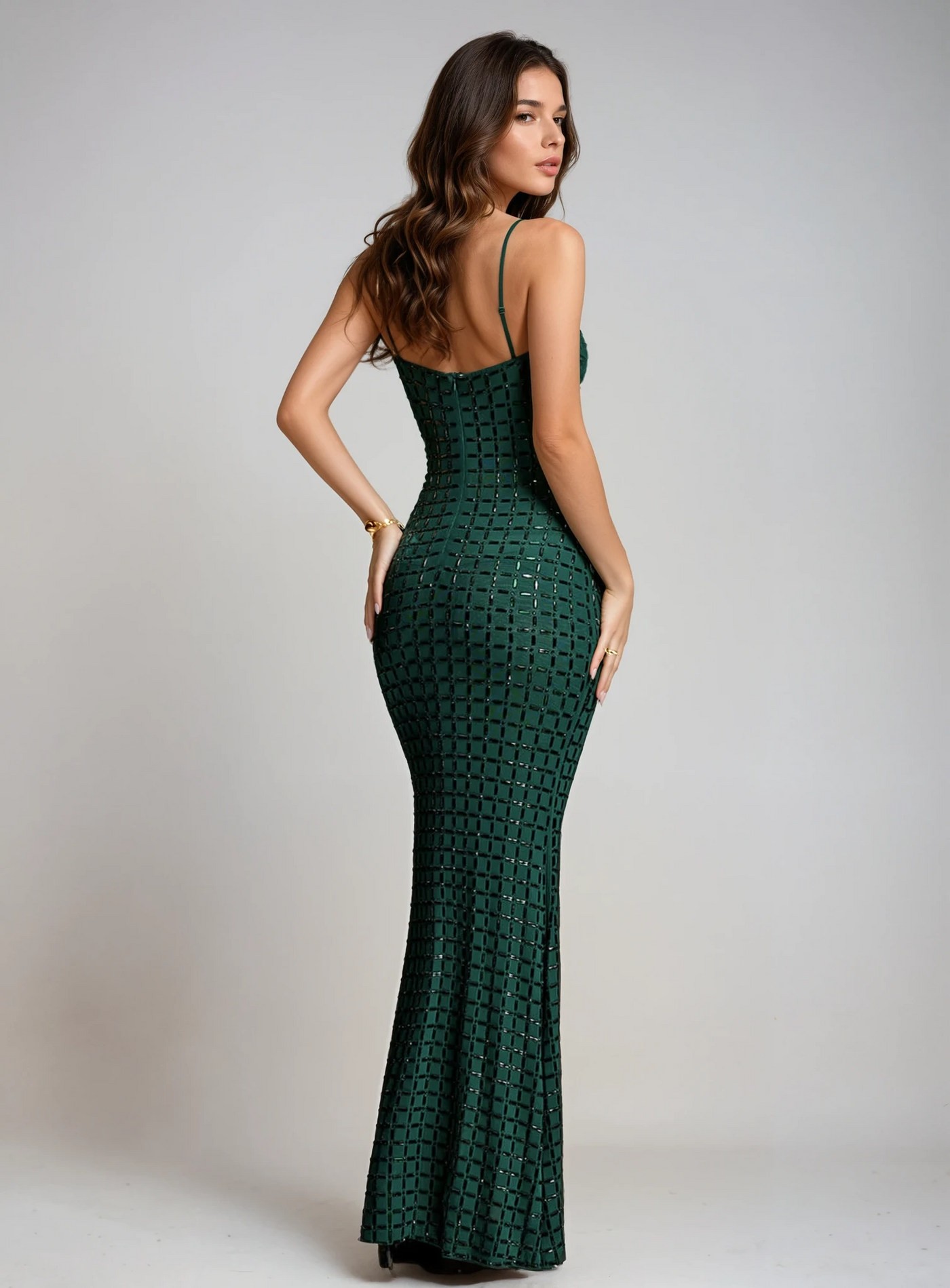 Violet Maxi Embellished Bodycon Dress S