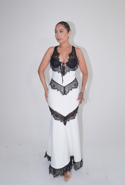 Esther Bandage Dress- White and Black