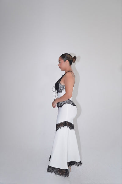Esther Bandage Dress- White and Black