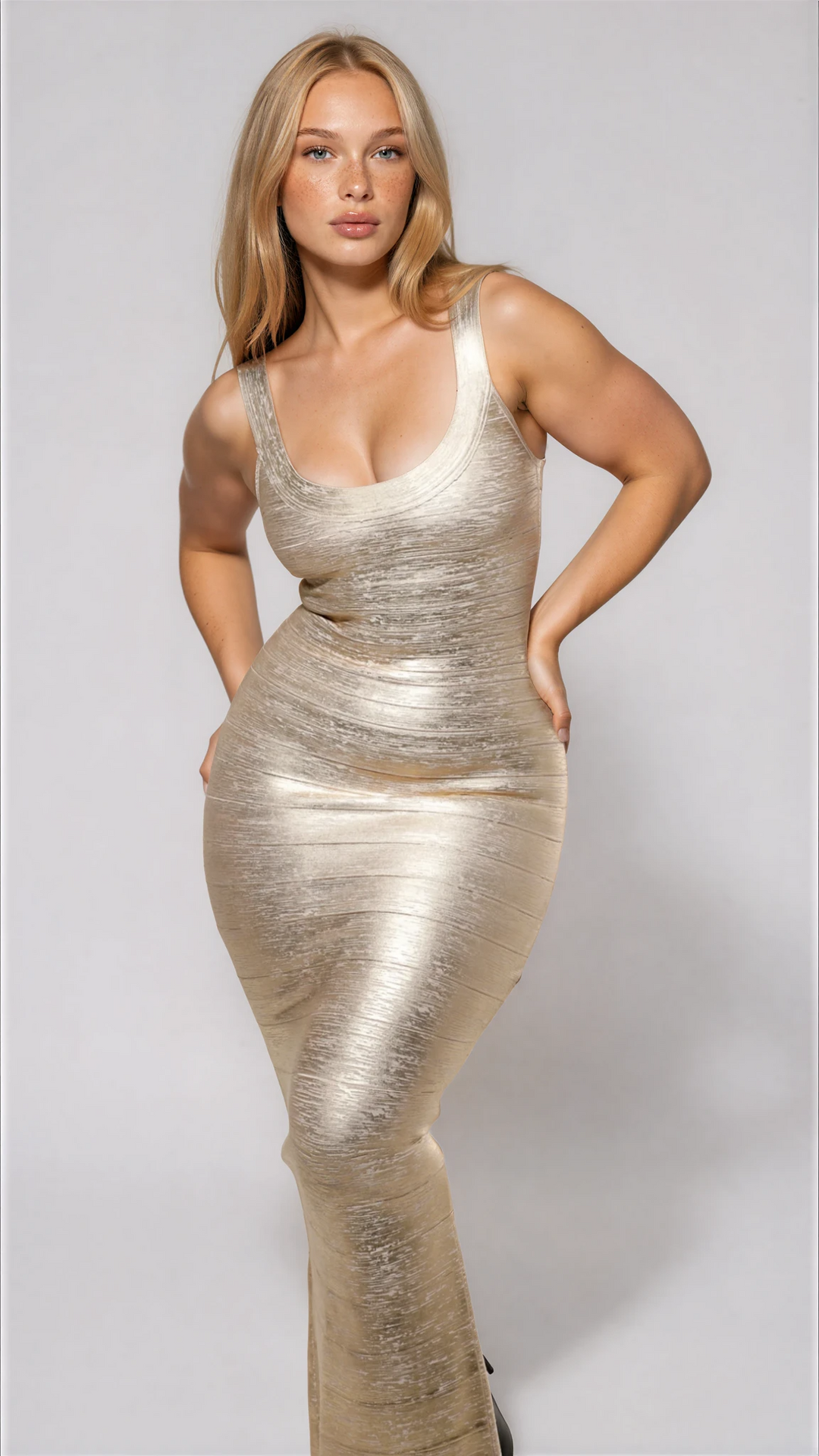 Elodie Bandage Dress Maxi- Gold