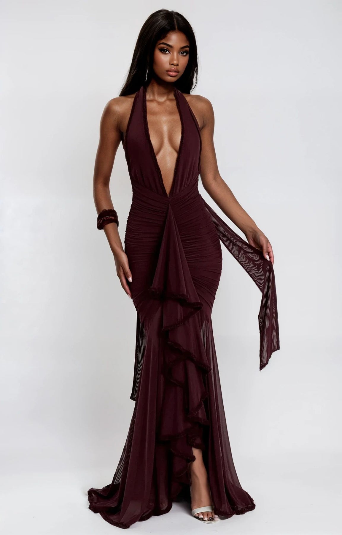 パーティードレス Astella Sleeveless Shirred Gown BCBGMAXAZRIA Brielle Sleeveless Side-Pleated Gown - Runway