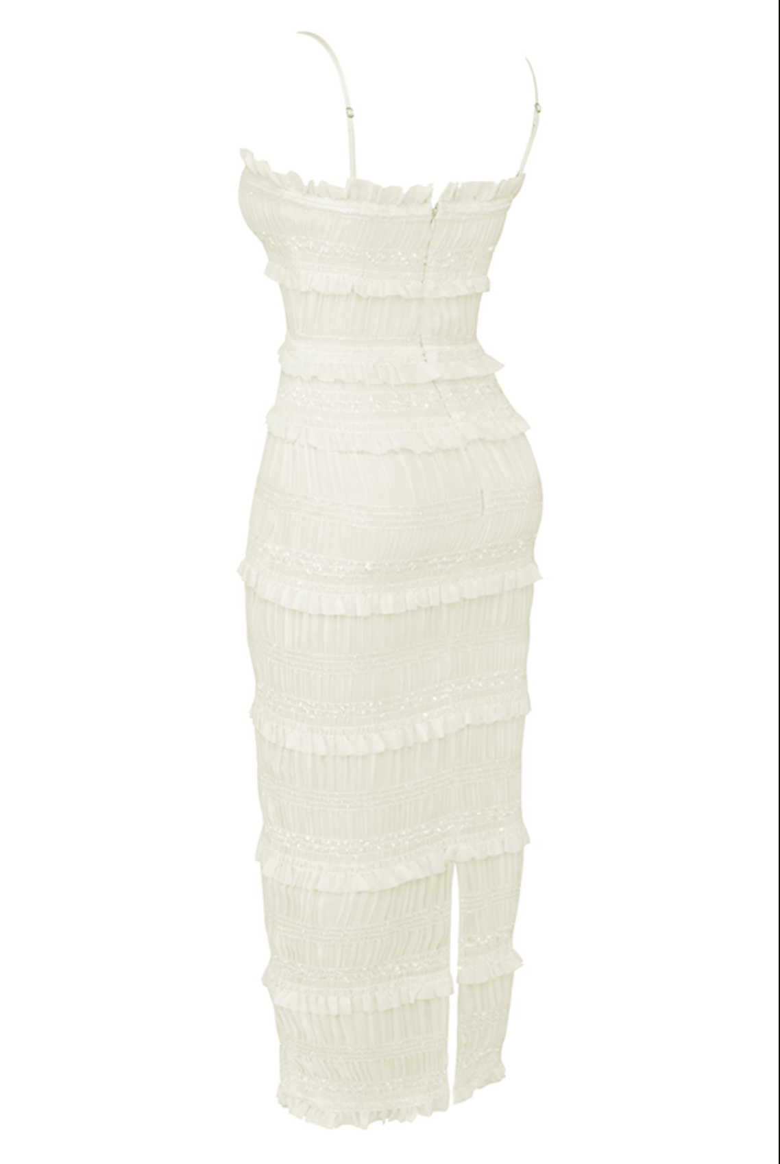 Kisha Pleat Maxi Ruffle Dress - Cream