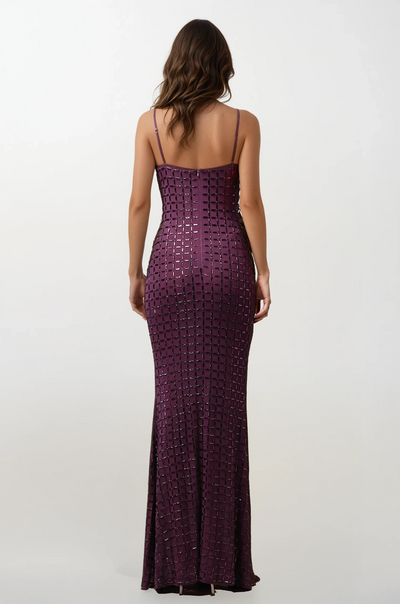 Violet Maxi Embellished Bodycon Dress Purple
