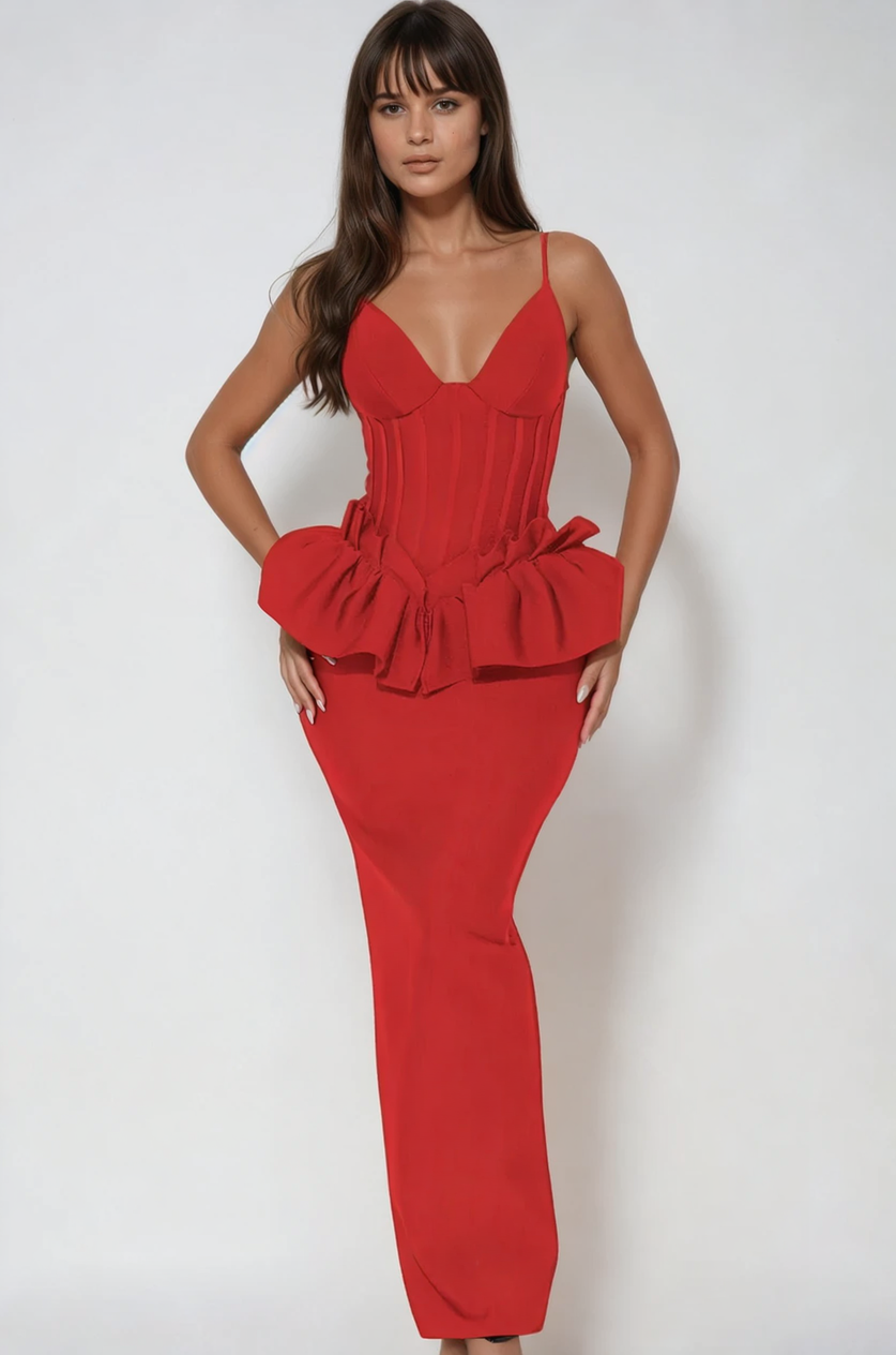 Diana Maxi Bandage Dress - Red