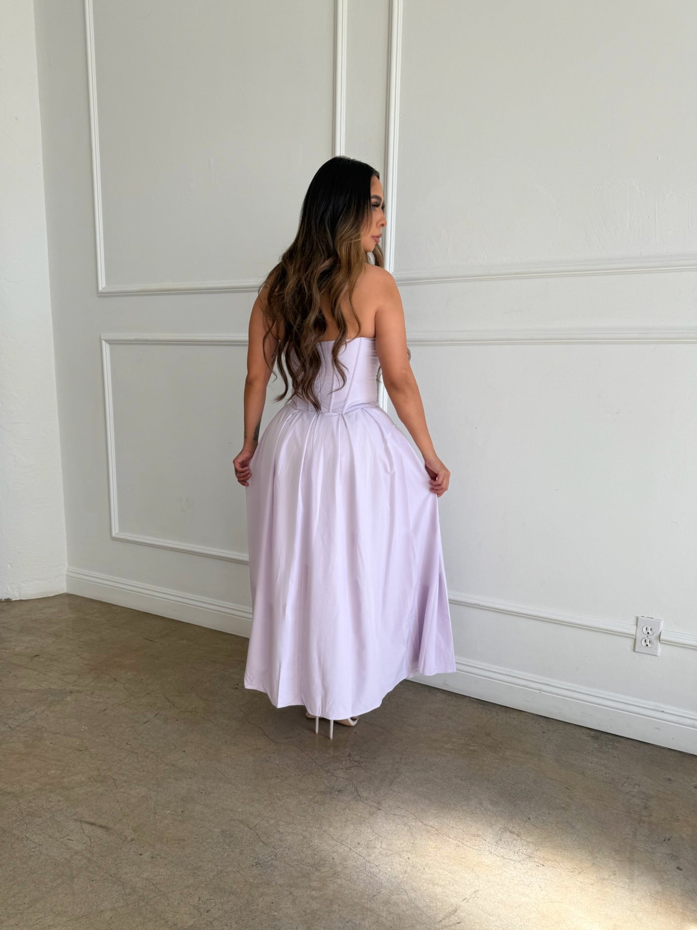 lilac strapless midi dress Moondance Strapless Midi Dress