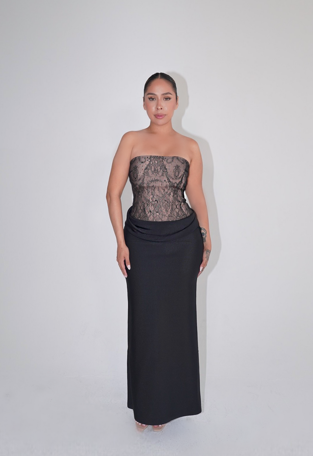 Leo Strapless Draped Bandage Maxi Dress S