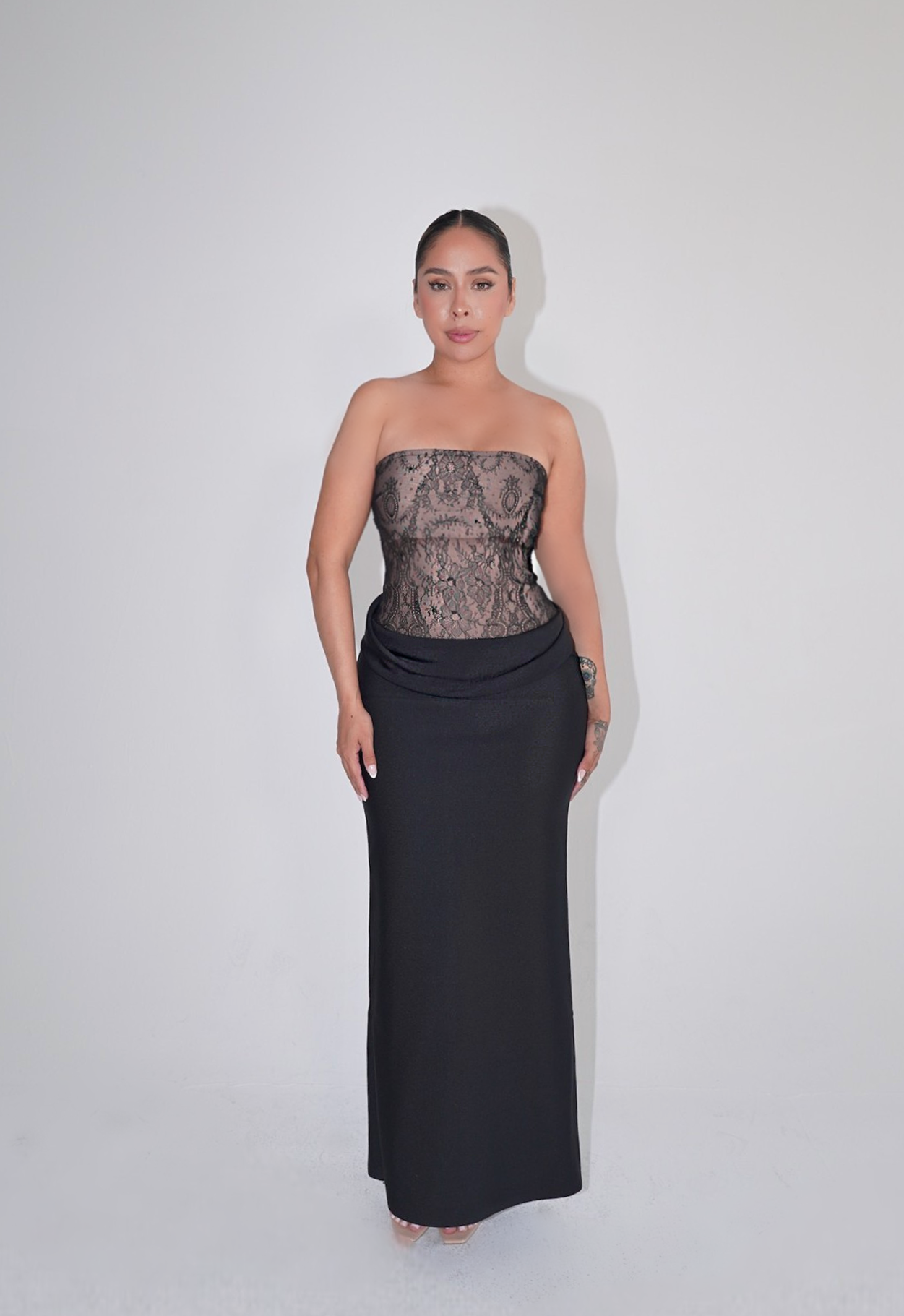 Leo Strapless Draped Bandage Maxi Dress