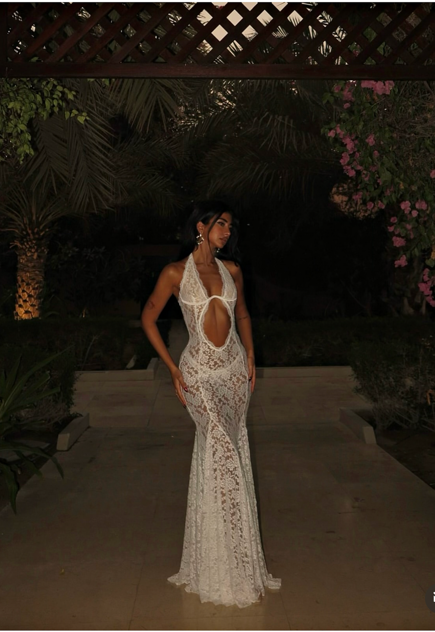 Bianca Halter Lace Maxi Dress -White Bianca Halter Lace Maxi Dress -White