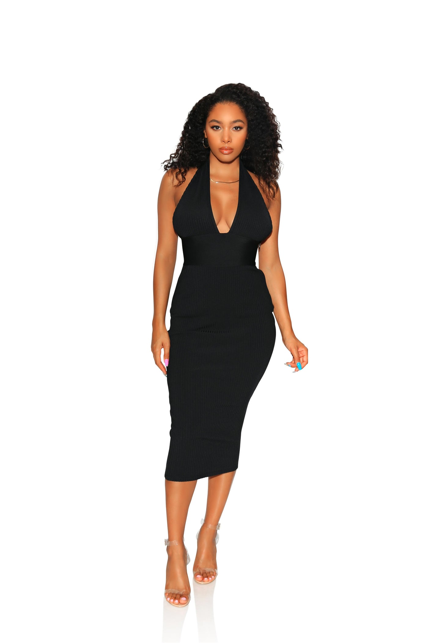 "dawn" halter midi bandage dress - black - toxic envy boutique "dawn" halter midi bandage dress - black - toxic envy boutique