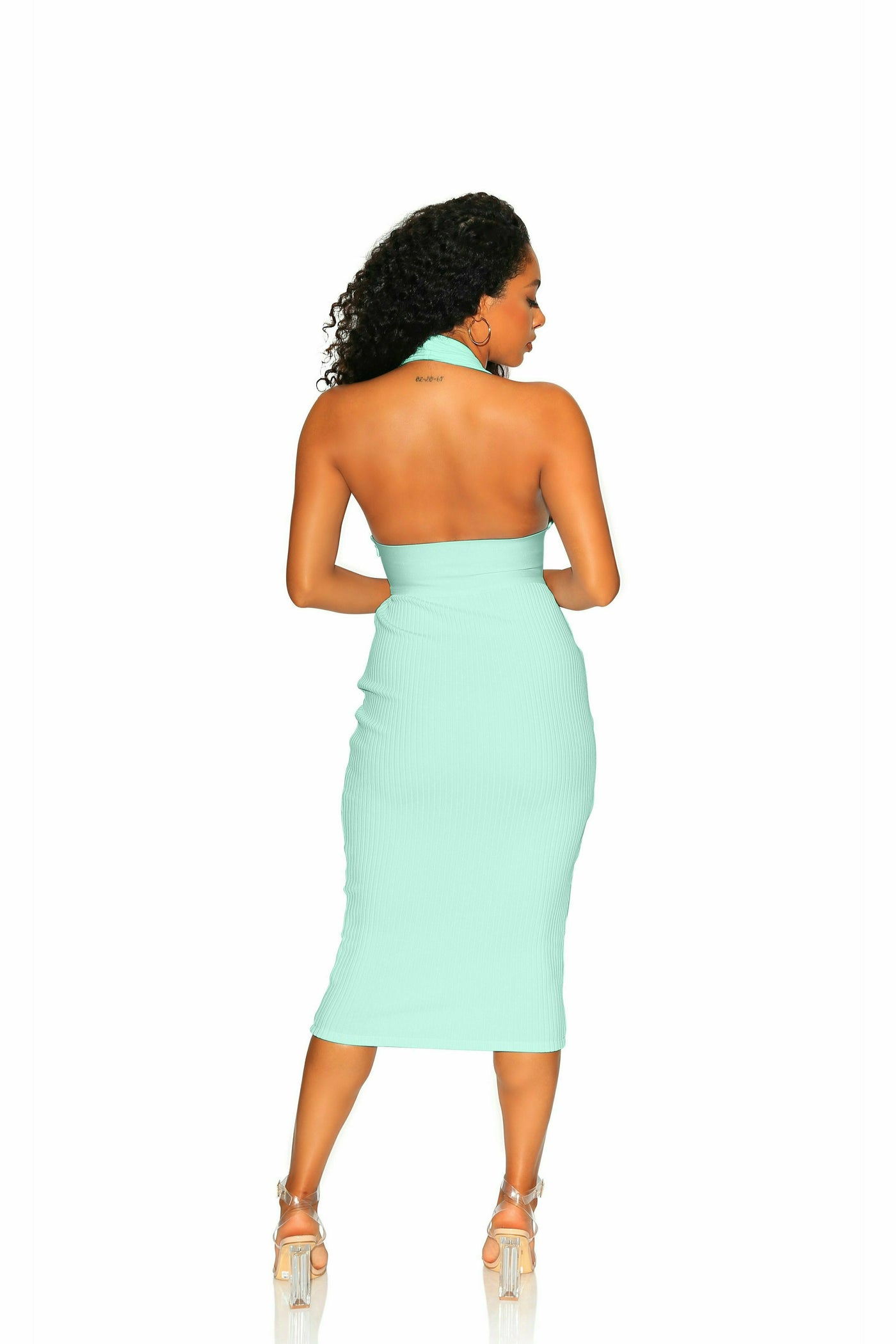 Dawn Halter Midi Bandage Dress- Mint L Dawn Halter Midi Bandage Dress- Mint L