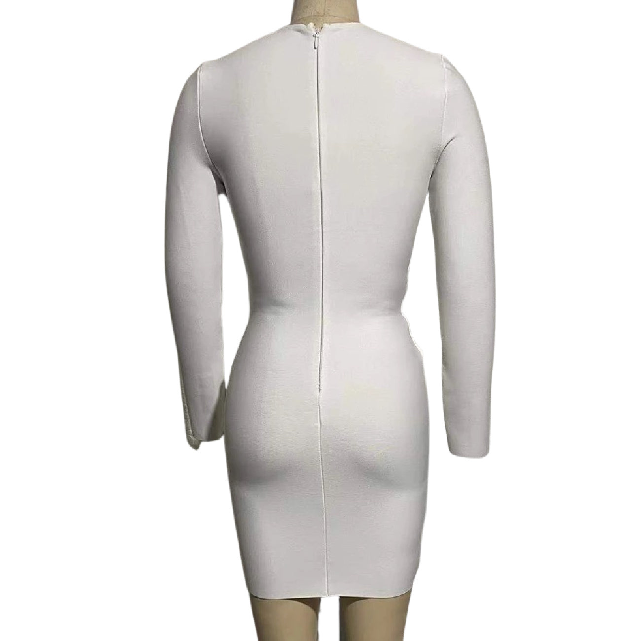 "Kazzie" Long Sleeve Cut out Bandage Dress - White - TOXIC ENVY BOUTIQUE 