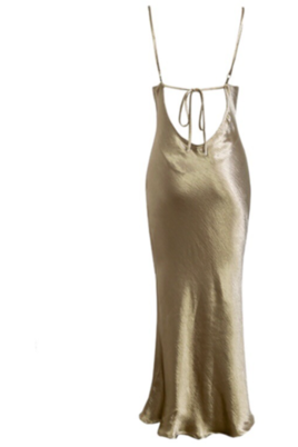 "DREYA" SATIN LONG DRESS - GOLD - Toxic Envy Boutique 