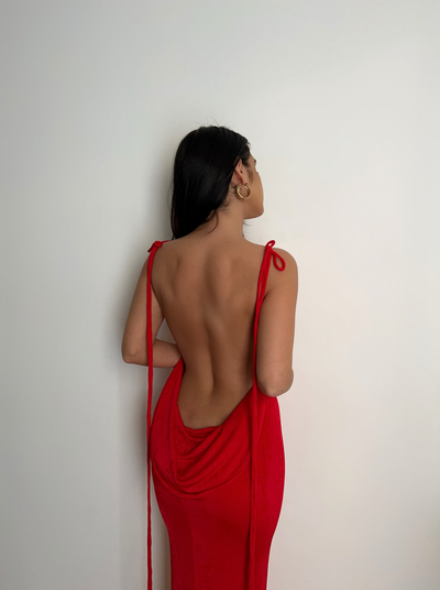 "Alissa" Backless Gown - Red - TOXIC ENVY BOUTIQUE 