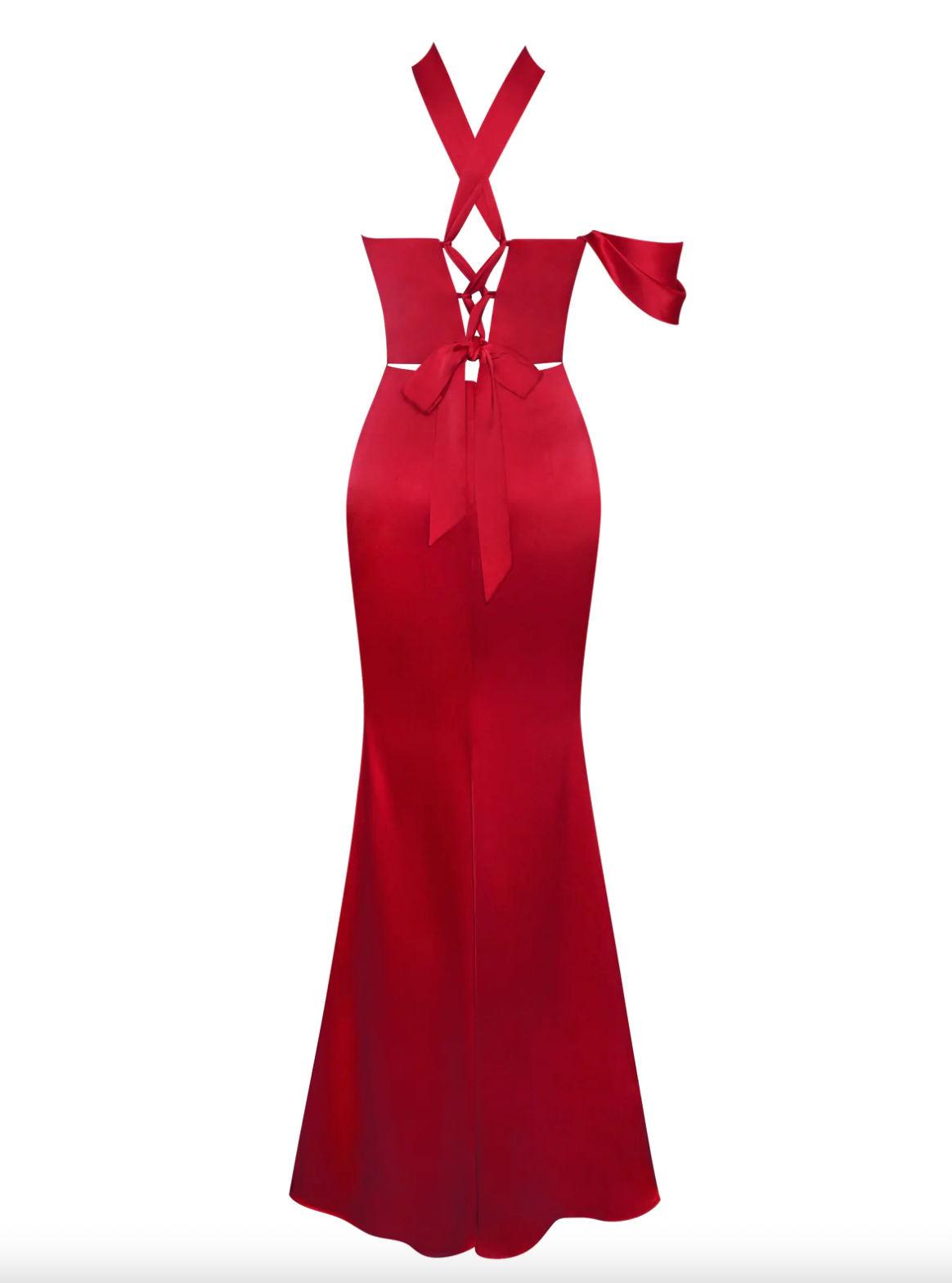 "Sofia" Corset Open Back Satin Gown- Red - TOXIC ENVY BOUTIQUE 