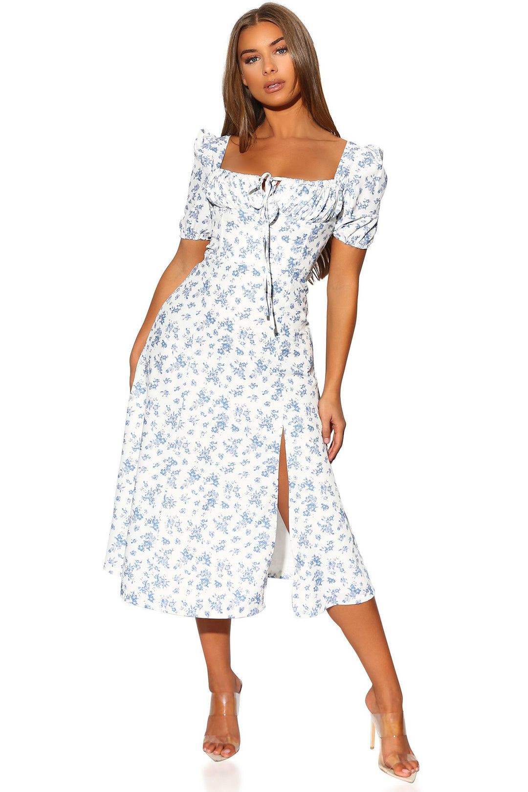 Aster Floral Print Sundress- Blue M