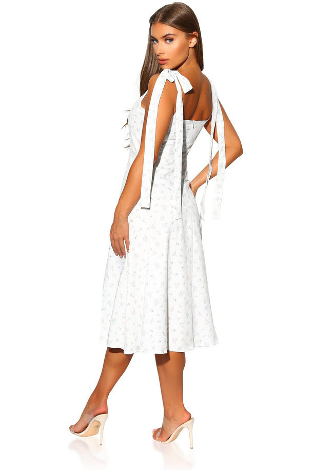 "PEONY" FLORAL PRINT SUN DRESS- WHITE - TOXIC ENVY BOUTIQUE 