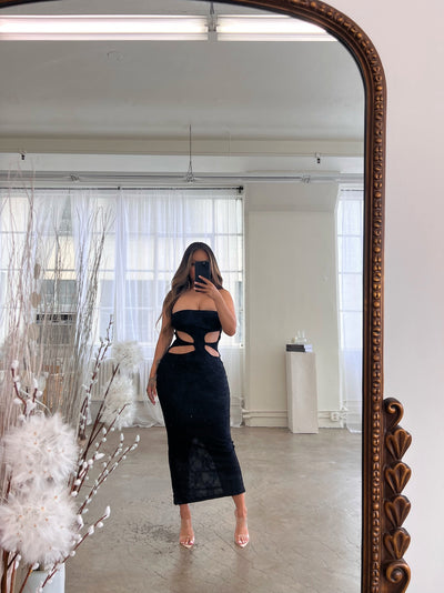 "Trixie" Lace Bodycon Cutout Dress- Black - TOXIC ENVY BOUTIQUE 