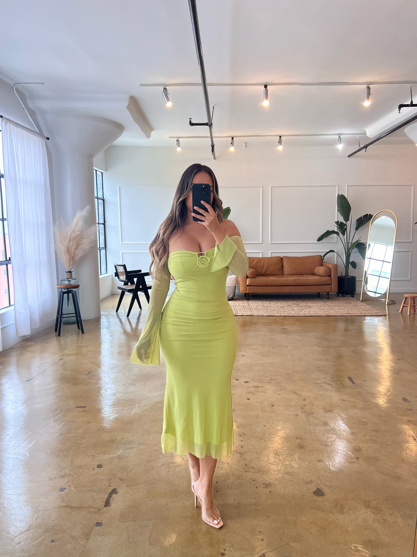 Elia Halter Midi Dress - Green S Elia Halter Midi Dress - Green S