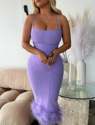 "Levy" Spaghetti Straps Bandage Dress - Purple - TOXIC ENVY BOUTIQUE 